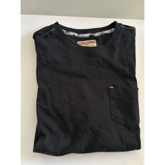 Hudson and Barrow NYC Textured Slub Crew Neck T Shirt w/ Pocket Navy Sz M NWT 28 - Picture 9 of 9